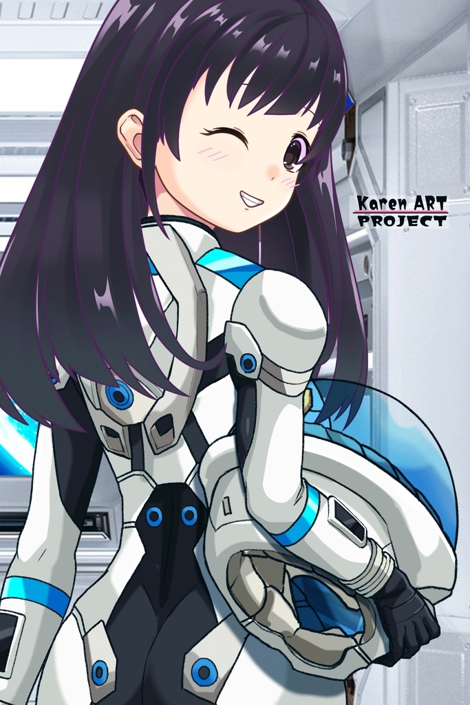 ゆりちゃん+エウレカのA.C.I.D.パイロットスーツ(Yuri Original Color)【交響詩篇エウレカセブン10】背面アングル Yuri is wearing EUREKA's A.C.I.D. Pilot Suit(Yuri Original Color)【EUREKA SEVEN HI-EVOLUTION10】Back Angle