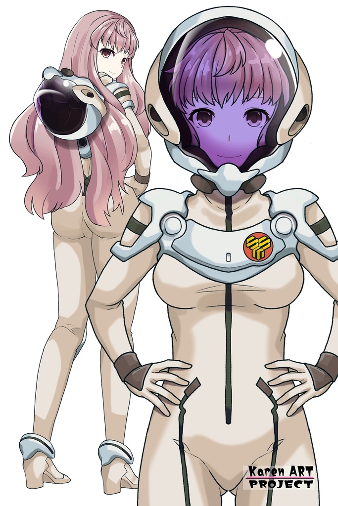 カレンちゃん+シェリル・ノームのパイロットスーツ【マクロスF01】正面アングル Karen is wearing Sheryl Nome's Pilot Suit【MACROSS Frontier01】Front Angle