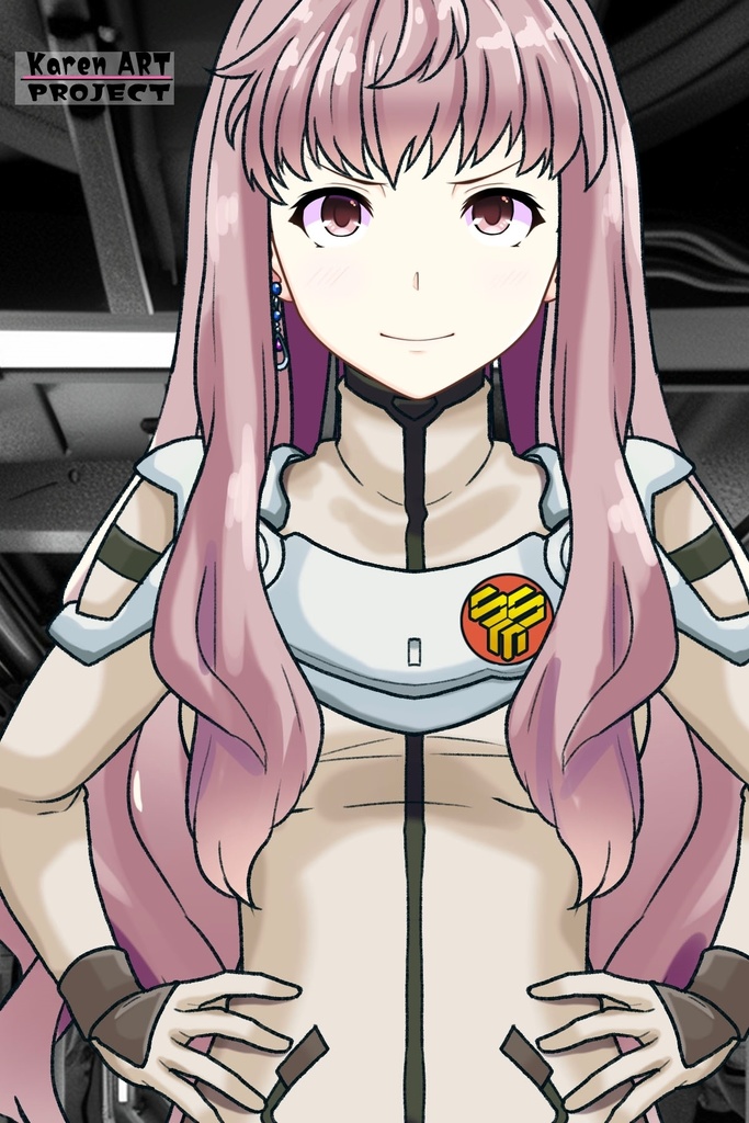 カレンちゃん+シェリル・ノームのパイロットスーツ【マクロスF01】正面アングル Karen is wearing Sheryl Nome's Pilot Suit【MACROSS Frontier01】Front Angle