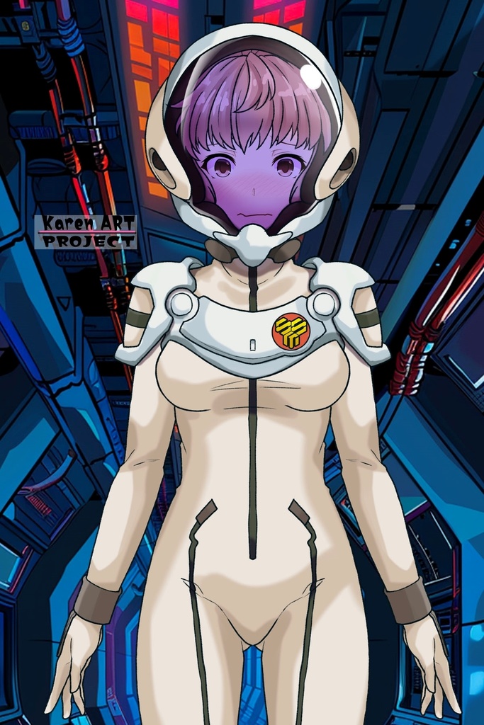 カレンちゃん+シェリル・ノームのパイロットスーツ【マクロスF01】正面アングル Karen is wearing Sheryl Nome's Pilot Suit【MACROSS Frontier01】Front Angle