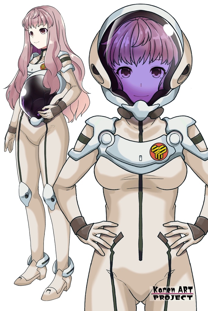 カレンちゃん+シェリル・ノームのパイロットスーツ【マクロスF01】正面アングル Karen is wearing Sheryl Nome's Pilot Suit【MACROSS Frontier01】Front Angle
