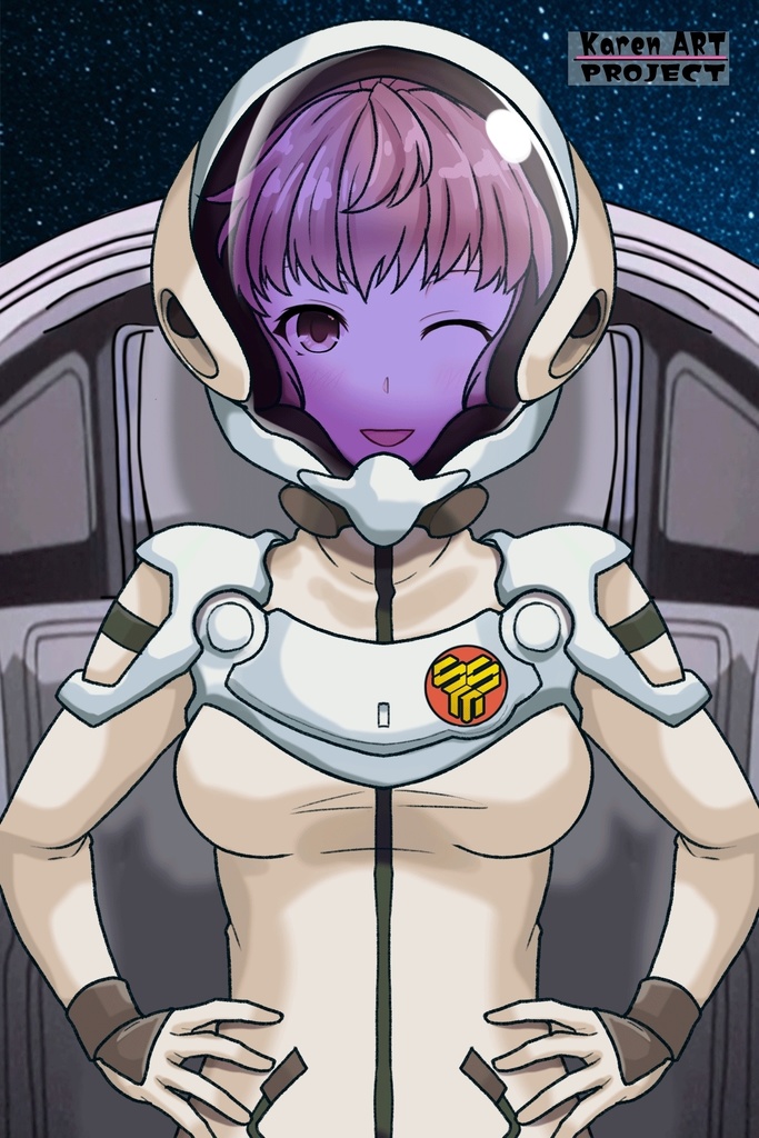 カレンちゃん+シェリル・ノームのパイロットスーツ【マクロスF01】正面アングル Karen is wearing Sheryl Nome's Pilot Suit【MACROSS Frontier01】Front Angle