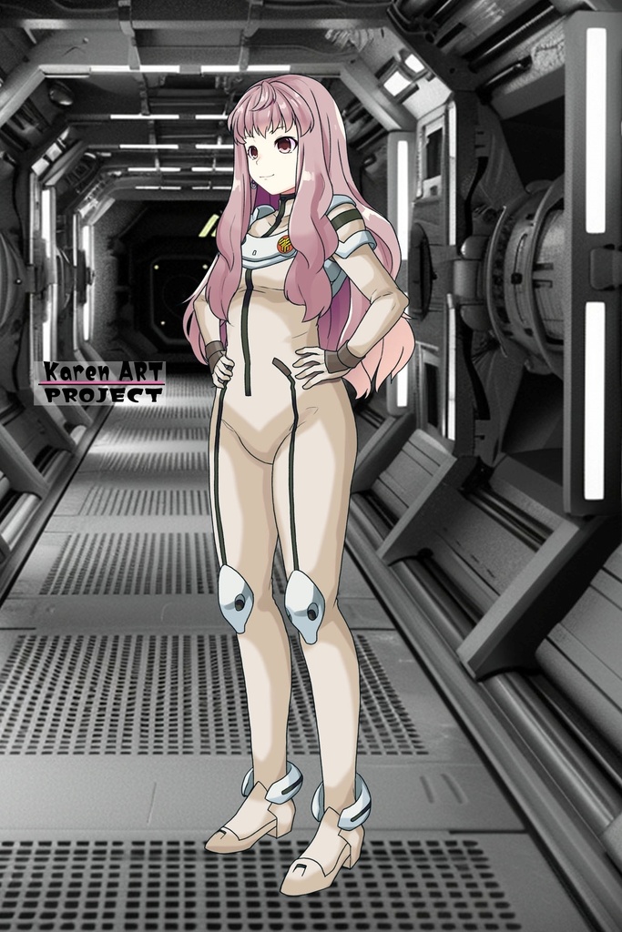 カレンちゃん+シェリル・ノームのパイロットスーツ【マクロスF02】斜め前アングル Karen is wearing Sheryl Nome's Pilot Suit【MACROSS Frontier02】Diagonal front angle