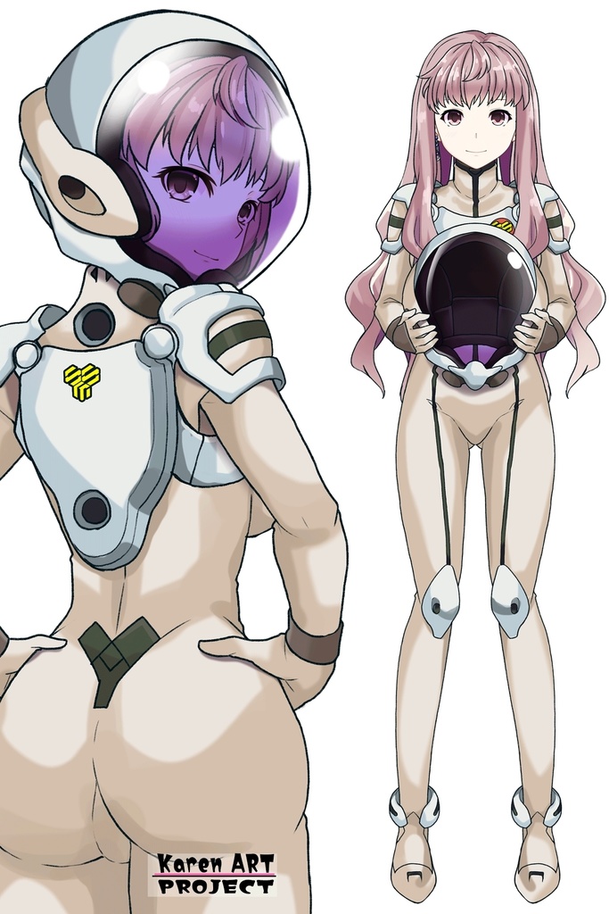 カレンちゃん+シェリル・ノームのパイロットスーツ【マクロスF03】背面アングル Karen is wearing Sheryl Nome's Pilot Suit【MACROSS Frontier03】Back Angle