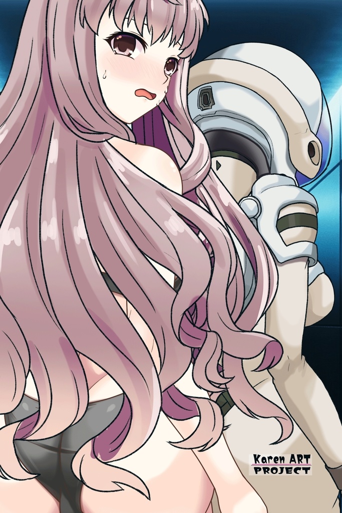 カレンちゃん+シェリル・ノームのパイロットスーツ【マクロスF03】背面アングル Karen is wearing Sheryl Nome's Pilot Suit【MACROSS Frontier03】Back Angle