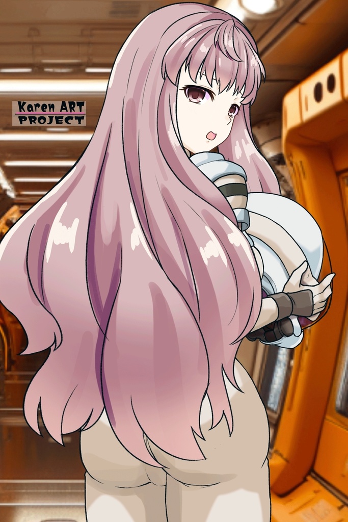 カレンちゃん+シェリル・ノームのパイロットスーツ【マクロスF03】背面アングル Karen is wearing Sheryl Nome's Pilot Suit【MACROSS Frontier03】Back Angle