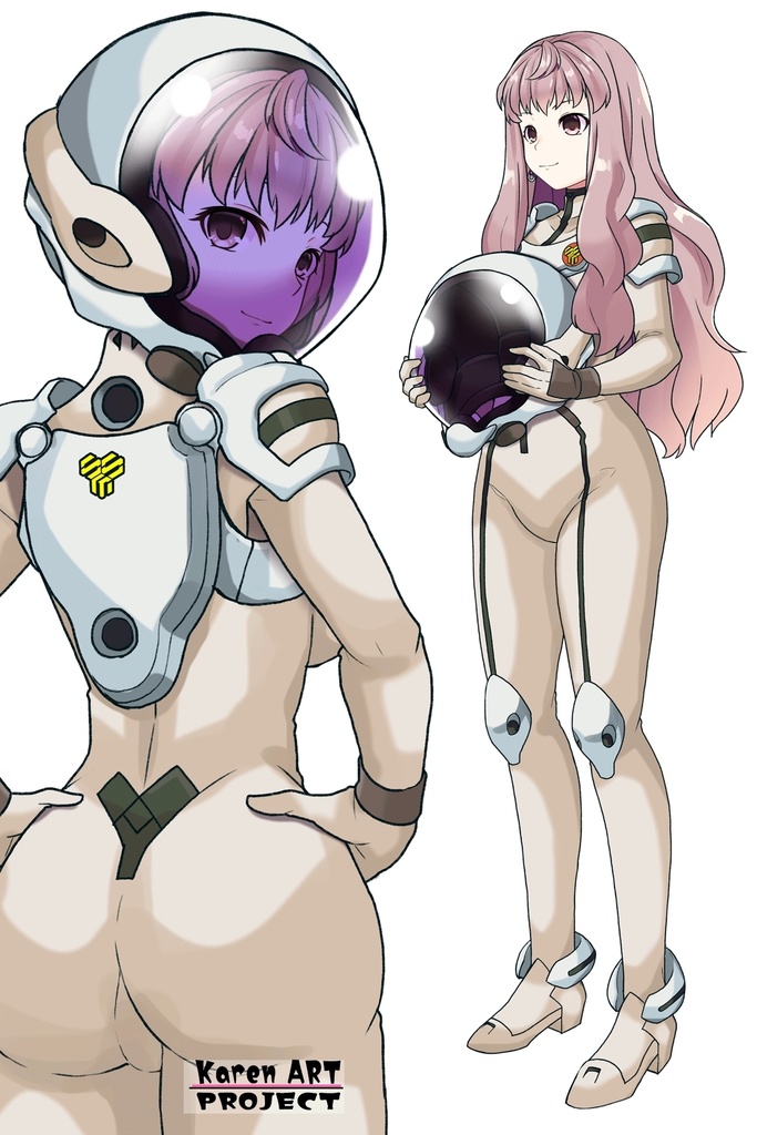 カレンちゃん+シェリル・ノームのパイロットスーツ【マクロスF03】背面アングル Karen is wearing Sheryl Nome's Pilot Suit【MACROSS Frontier03】Back Angle