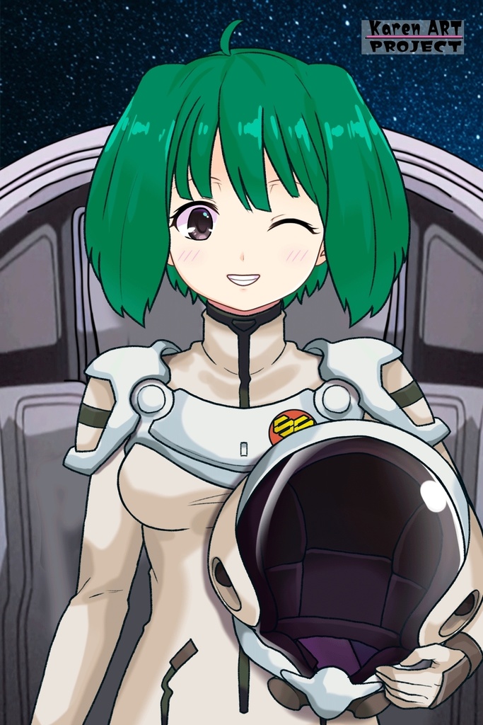 ゆりちゃん+ランカ・リーのパイロットスーツ【マクロスF01】正面アングル Yuri is wearing Ranka Lee's Pilot Suit【MACROSS Frontier01】Front Angle