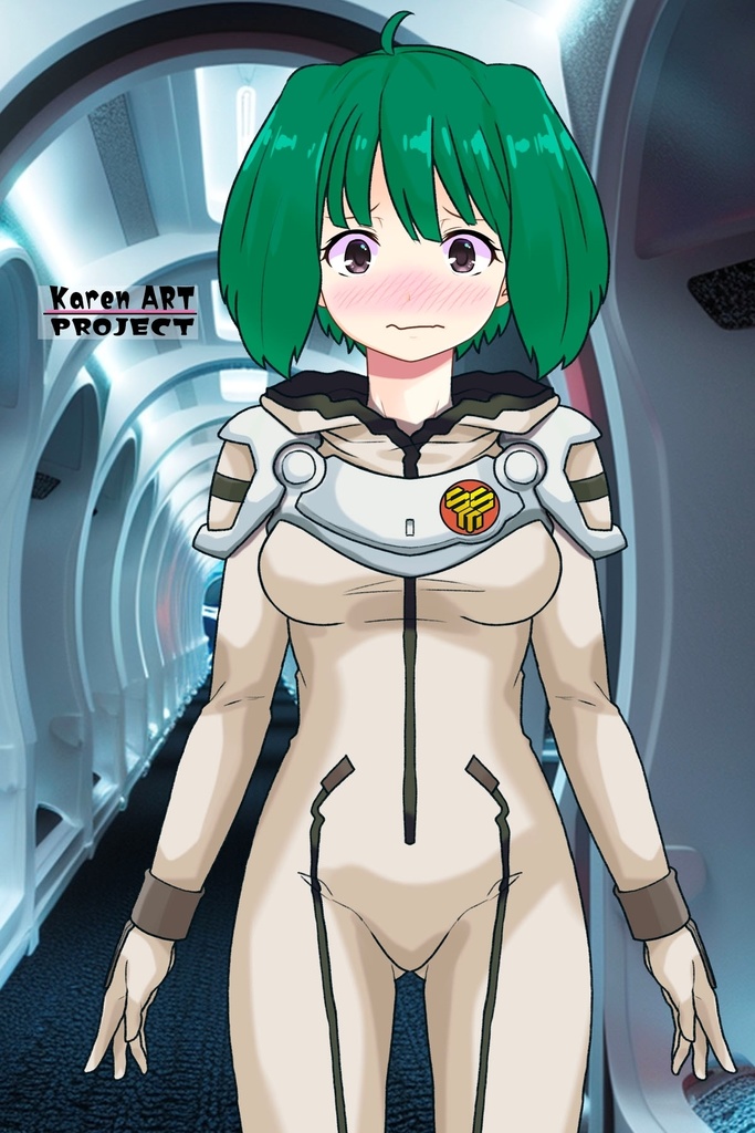 ゆりちゃん+ランカ・リーのパイロットスーツ【マクロスF01】正面アングル Yuri is wearing Ranka Lee's Pilot Suit【MACROSS Frontier01】Front Angle
