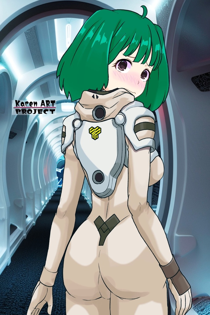 ゆりちゃん+ランカ・リーのパイロットスーツ【マクロスF03】背面アングル Yuri is wearing Ranka Lee's Pilot Suit【MACROSS Frontier03】Back Angle