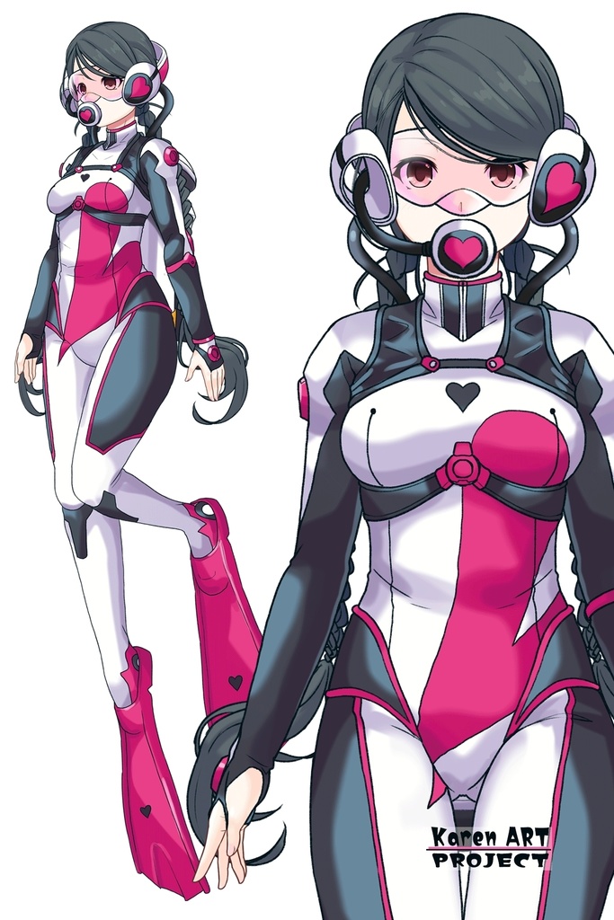 カレンちゃん+大木双葉のダイビング器材【あまんちゅ!】正面アングル Karen is wearing Ooki Futaba's Diving Equipment【Amanchu!01】Front Angle