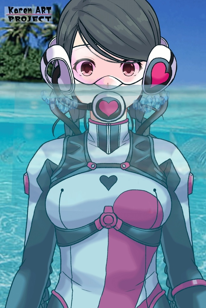 カレンちゃん+大木双葉のダイビング器材【あまんちゅ!】正面アングル Karen is wearing Ooki Futaba's Diving Equipment【Amanchu!01】Front Angle