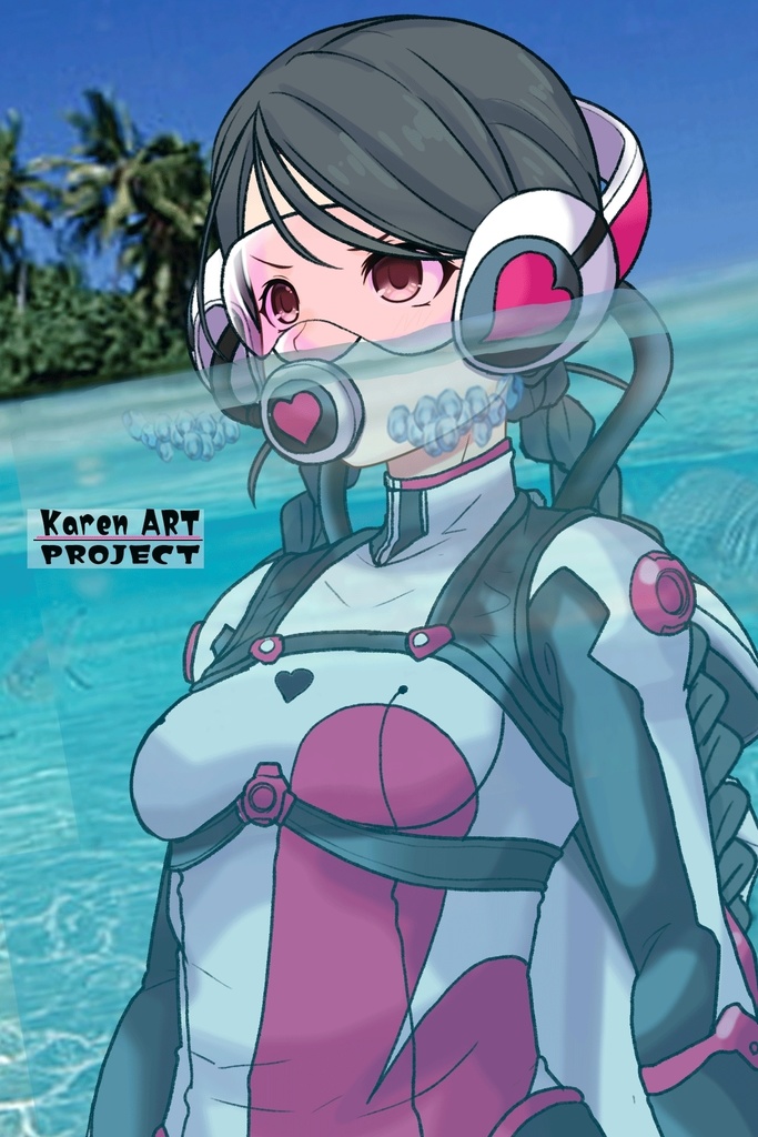 カレンちゃん+大木双葉のダイビング器材【あまんちゅ!02】斜め前アングル Karen is wearing Ooki Futaba's Diving Equipment【Amanchu!02】Diagonal front angle