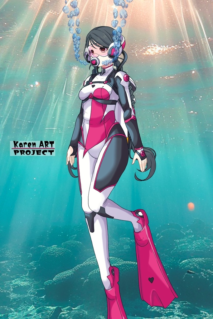 カレンちゃん+大木双葉のダイビング器材【あまんちゅ!02】斜め前アングル Karen is wearing Ooki Futaba's Diving Equipment【Amanchu!02】Diagonal front angle