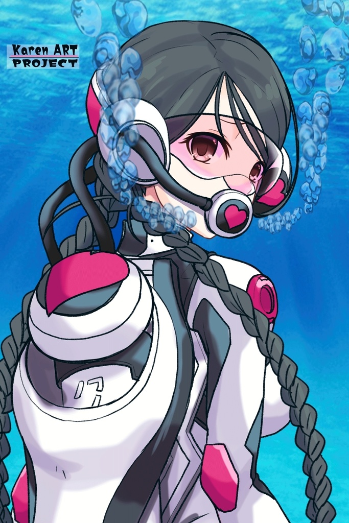 カレンちゃん+大木双葉のダイビング器材【あまんちゅ!03】背面アングル Karen is wearing Ooki Futaba's Diving Equipment【Amanchu!03】Back Angle