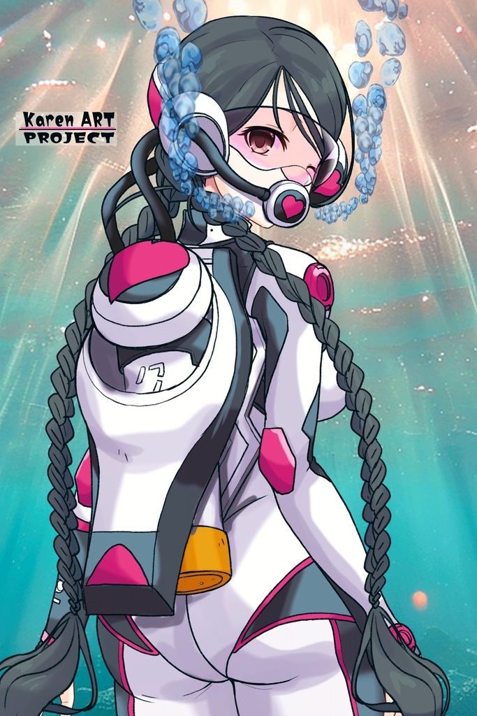カレンちゃん+大木双葉のダイビング器材【あまんちゅ!03】背面アングル Karen is wearing Ooki Futaba's Diving Equipment【Amanchu!03】Back Angle