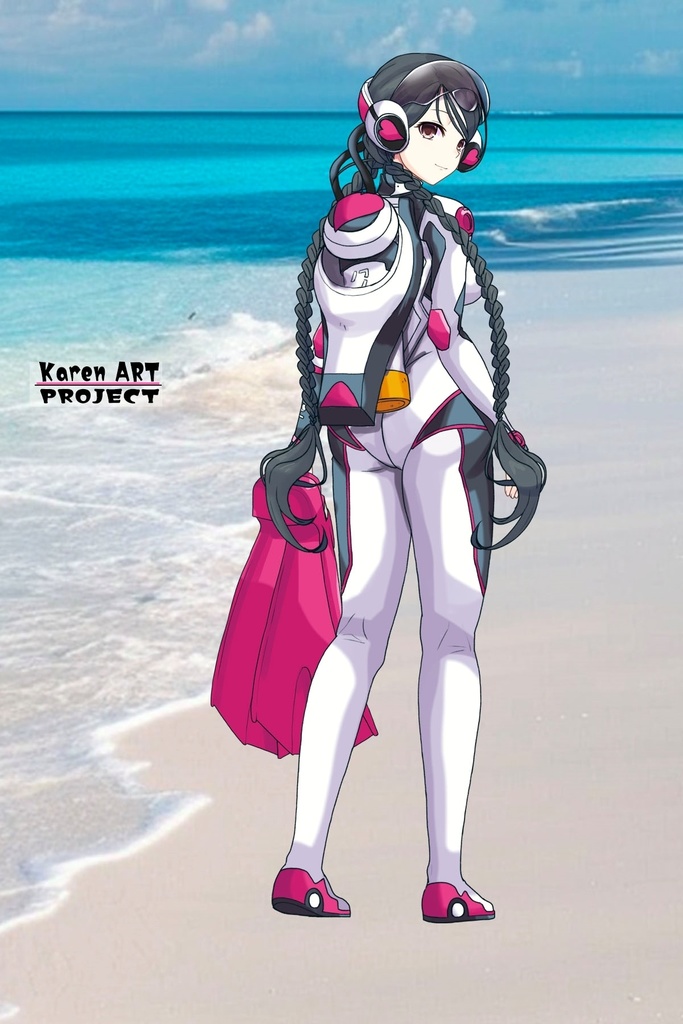 カレンちゃん+大木双葉のダイビング器材【あまんちゅ!03】背面アングル Karen is wearing Ooki Futaba's Diving Equipment【Amanchu!03】Back Angle