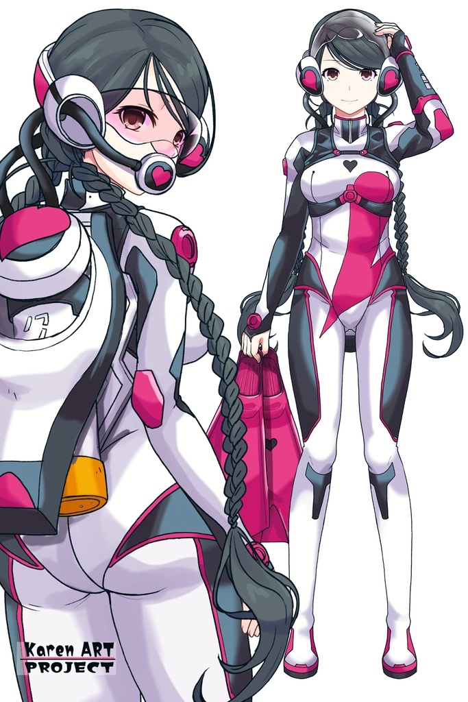カレンちゃん+大木双葉のダイビング器材【あまんちゅ!03】背面アングル Karen is wearing Ooki Futaba's Diving Equipment【Amanchu!03】Back Angle
