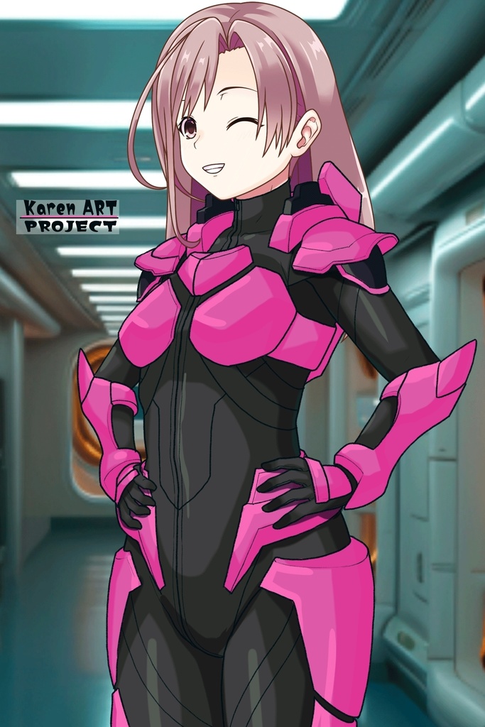 カレンちゃん+流木野サキのパイロットスーツ(Karen Original Color)【革命機ヴァルヴレイブ06】斜め前アングル Karen is wearing Saki Rukino's Pilot Suit(Karen Original Color)【Revolutionary Machine Valvrave06】Diagonal front angle