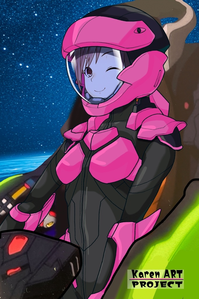 カレンちゃん+流木野サキのパイロットスーツ(Karen Original Color)【革命機ヴァルヴレイブ06】斜め前アングル Karen is wearing Saki Rukino's Pilot Suit(Karen Original Color)【Revolutionary Machine Valvrave06】Diagonal front angle