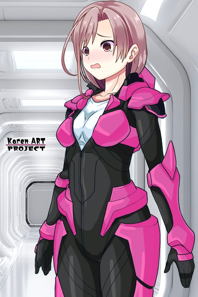 カレンちゃん+流木野サキのパイロットスーツ(Karen Original Color)【革命機ヴァルヴレイブ06】斜め前アングル Karen is wearing Saki Rukino's Pilot Suit(Karen Original Color)【Revolutionary Machine Valvrave06】Diagonal front angle