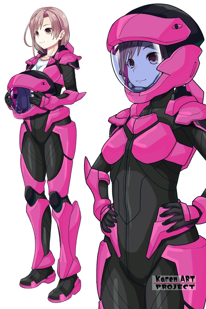 カレンちゃん+流木野サキのパイロットスーツ(Karen Original Color)【革命機ヴァルヴレイブ06】斜め前アングル Karen is wearing Saki Rukino's Pilot Suit(Karen Original Color)【Revolutionary Machine Valvrave06】Diagonal front angle