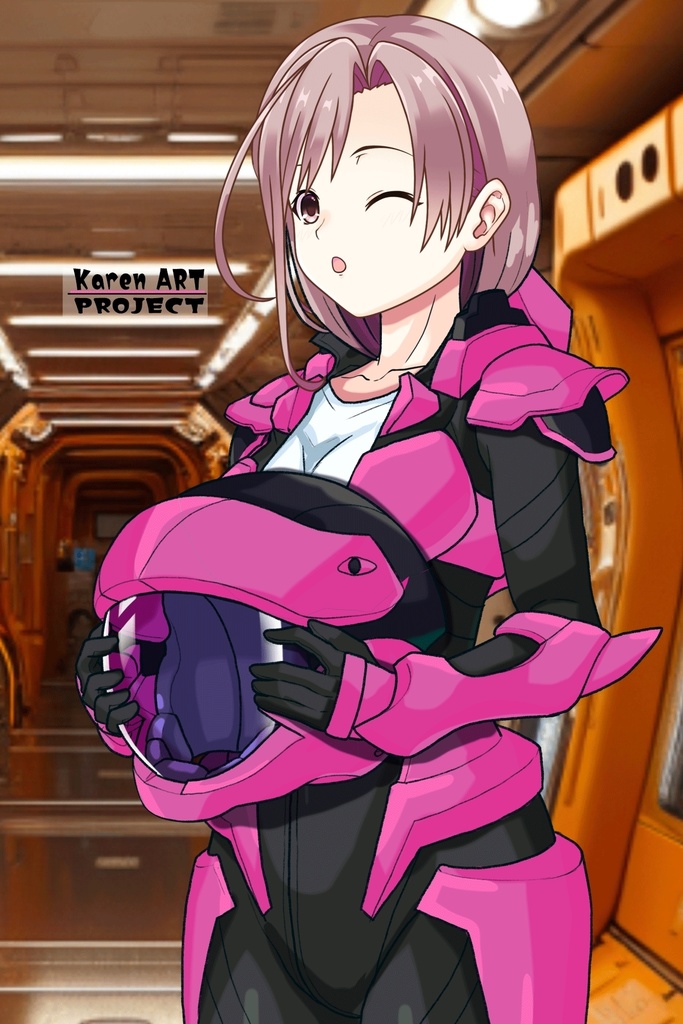 カレンちゃん+流木野サキのパイロットスーツ(Karen Original Color)【革命機ヴァルヴレイブ06】斜め前アングル Karen is wearing Saki Rukino's Pilot Suit(Karen Original Color)【Revolutionary Machine Valvrave06】Diagonal front angle