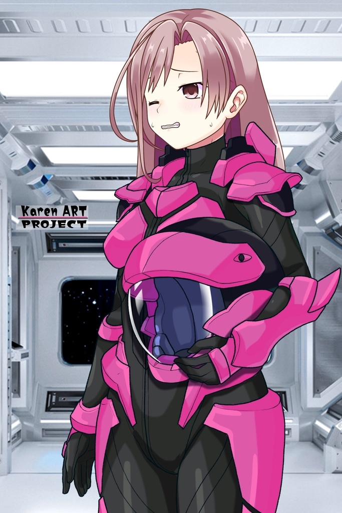 カレンちゃん+流木野サキのパイロットスーツ(Karen Original Color)【革命機ヴァルヴレイブ06】斜め前アングル Karen is wearing Saki Rukino's Pilot Suit(Karen Original Color)【Revolutionary Machine Valvrave06】Diagonal front angle