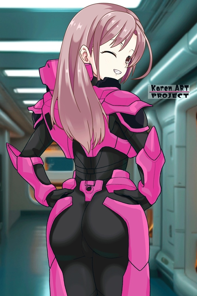 カレンちゃん+流木野サキのパイロットスーツ(Karen Original Color)【革命機ヴァルヴレイブ07】背面アングル Karen is wearing Saki Rukino's Pilot Suit(Karen Original Color)【Revolutionary Machine Valvrave07】Back Angle