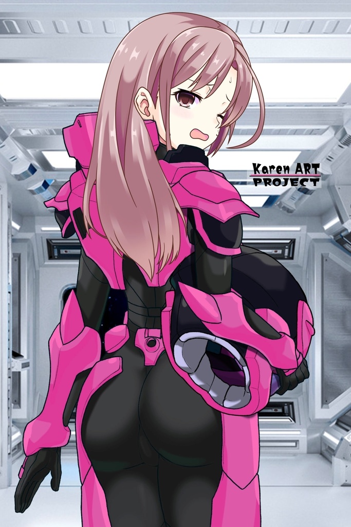 カレンちゃん+流木野サキのパイロットスーツ(Karen Original Color)【革命機ヴァルヴレイブ07】背面アングル Karen is wearing Saki Rukino's Pilot Suit(Karen Original Color)【Revolutionary Machine Valvrave07】Back Angle