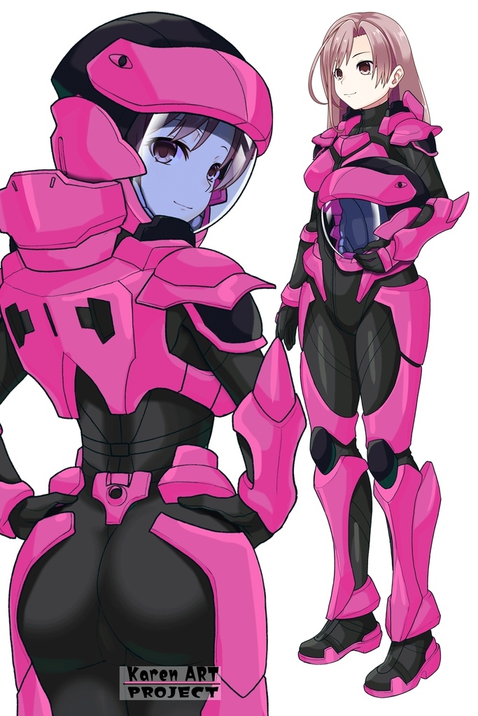 カレンちゃん+流木野サキのパイロットスーツ(Karen Original Color)【革命機ヴァルヴレイブ07】背面アングル Karen is wearing Saki Rukino's Pilot Suit(Karen Original Color)【Revolutionary Machine Valvrave07】Back Angle