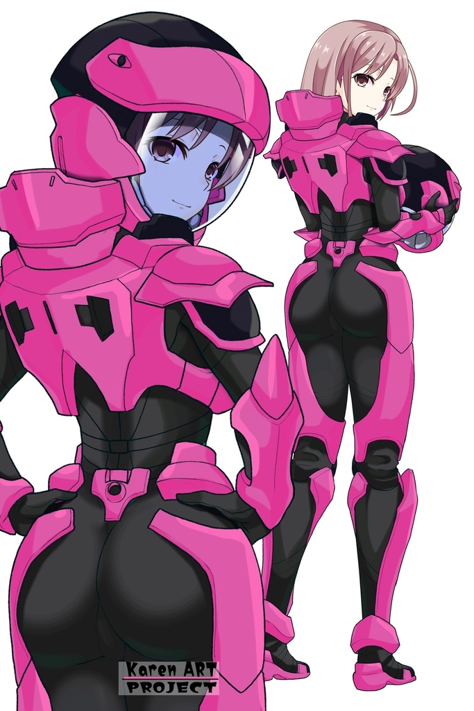 カレンちゃん+流木野サキのパイロットスーツ(Karen Original Color)【革命機ヴァルヴレイブ07】背面アングル Karen is wearing Saki Rukino's Pilot Suit(Karen Original Color)【Revolutionary Machine Valvrave07】Back Angle