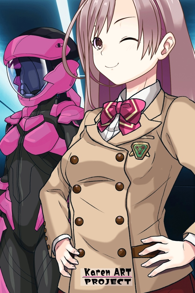 カレンちゃん+流木野サキの制服(Karen Original)【革命機ヴァルヴレイブ08】 Karen is wearing Saki Rukino's School Uniform(Karen Original)【Revolutionary Machine Valvrave08】