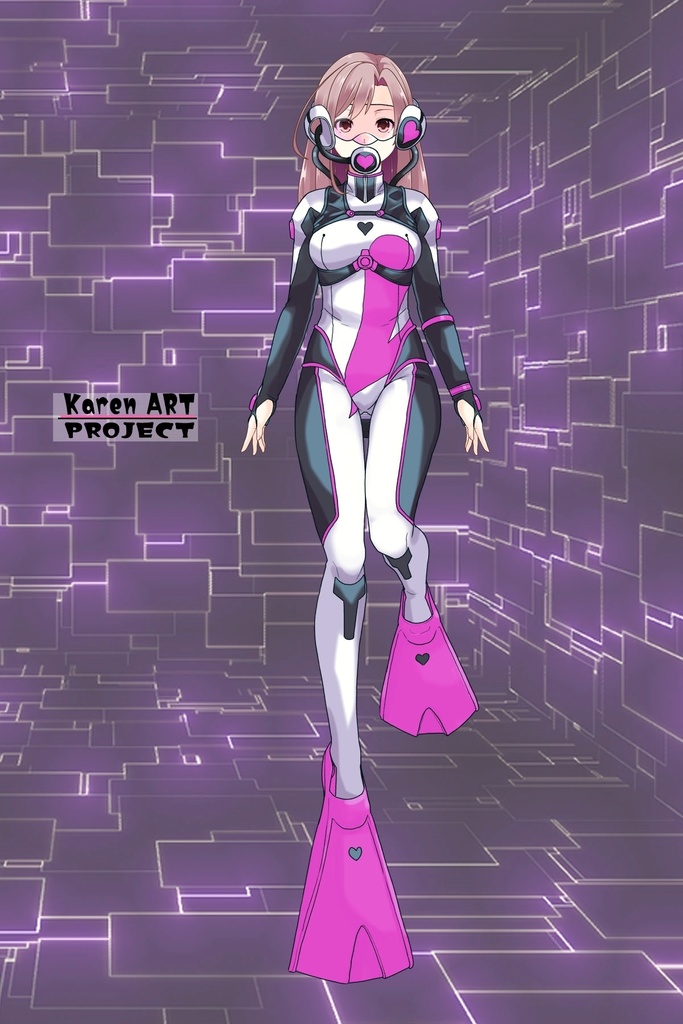 カレンちゃん+大木双葉のダイビング器材(Karen Original Color)【あまんちゅ!05】正面アングル Karen is wearing Ooki Futaba's Diving Equipment(Karen Original Color)【Amanchu!05】Front Angle