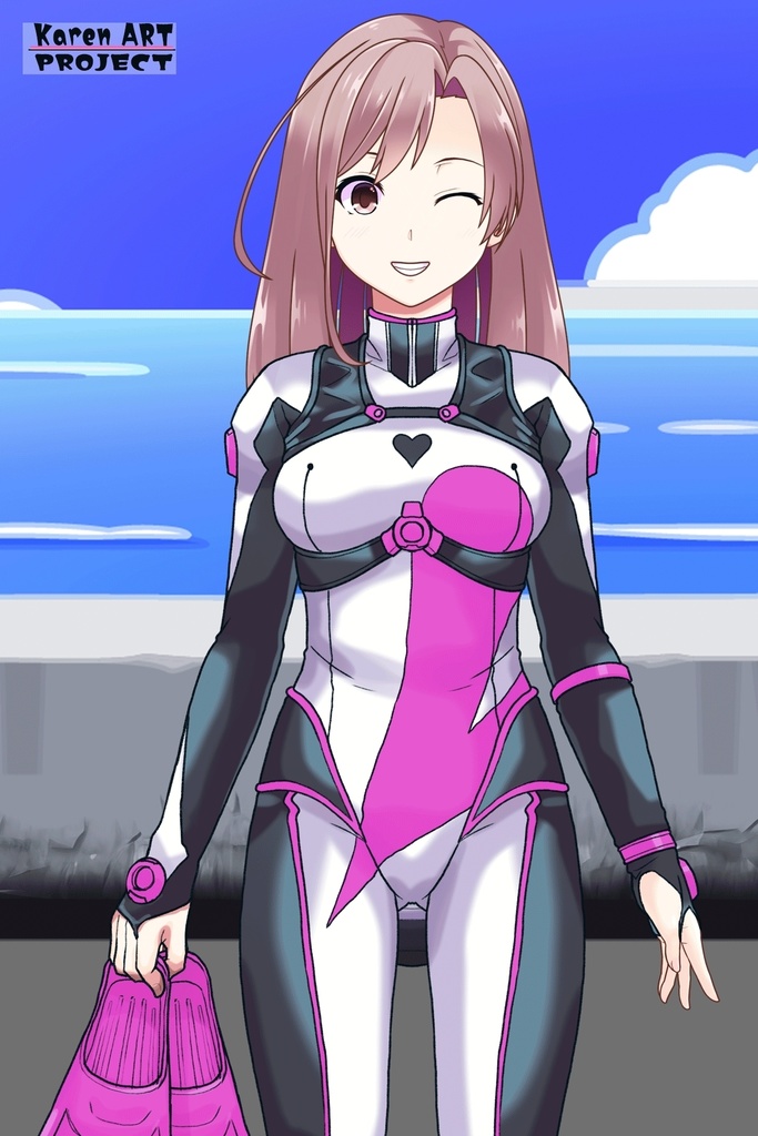 カレンちゃん+大木双葉のダイビング器材(Karen Original Color)【あまんちゅ!05】正面アングル Karen is wearing Ooki Futaba's Diving Equipment(Karen Original Color)【Amanchu!05】Front Angle