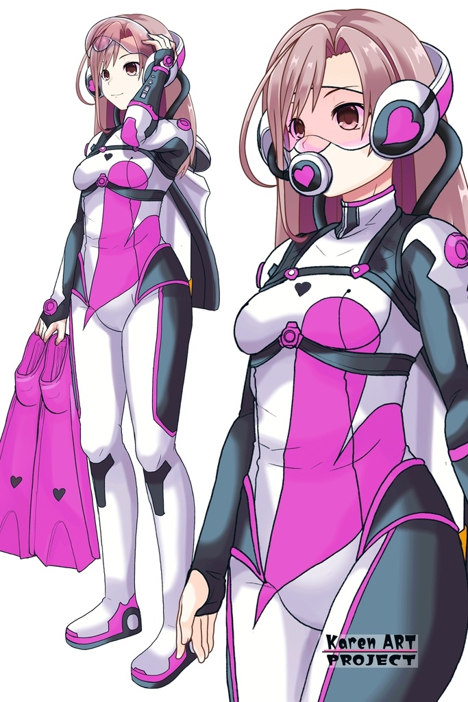 カレンちゃん+大木双葉のダイビング器材(Karen Original Color)【あまんちゅ!06】斜め前アングル Karen is wearing Ooki Futaba's Diving Equipment(Karen Original Color)【Amanchu!06】Diagonal front angle