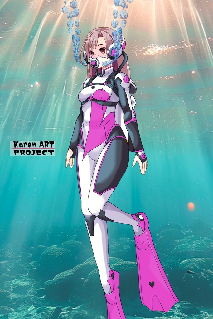 カレンちゃん+大木双葉のダイビング器材(Karen Original Color)【あまんちゅ!06】斜め前アングル Karen is wearing Ooki Futaba's Diving Equipment(Karen Original Color)【Amanchu!06】Diagonal front angle