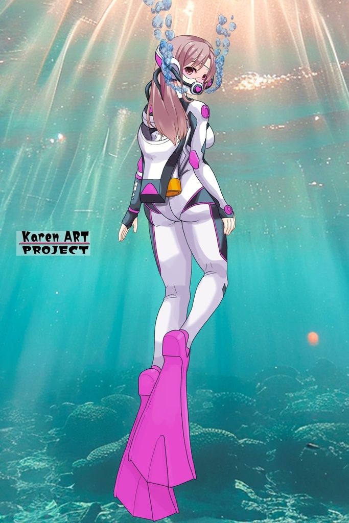 カレンちゃん+大木双葉のダイビング器材(Karen Original Color)【あまんちゅ!07】背面アングル Karen is wearing Ooki Futaba's Diving Equipment(Karen Original Color)【Amanchu!07】Back Angle