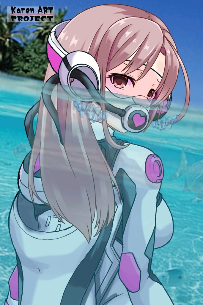 カレンちゃん+大木双葉のダイビング器材(Karen Original Color)【あまんちゅ!07】背面アングル Karen is wearing Ooki Futaba's Diving Equipment(Karen Original Color)【Amanchu!07】Back Angle