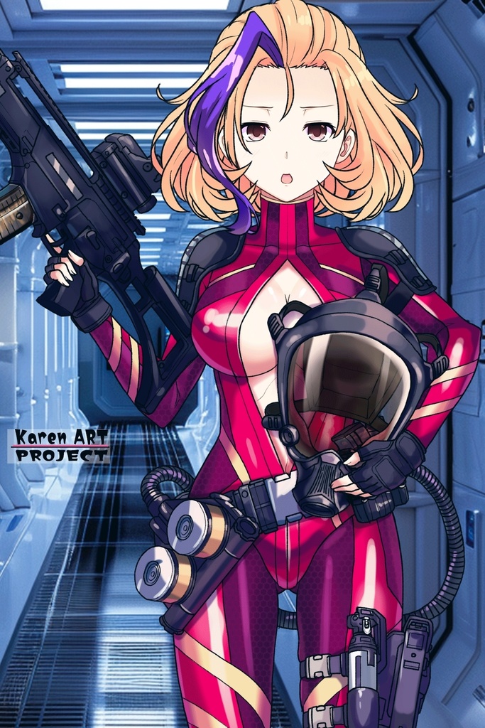 カレンちゃん+ナフテス・パルムラの戦闘装備【ラストエスケイプ01】正面アングル Karen is wearing Naftes Palmyra's Combat uniform【Last Escape01】Front Angle