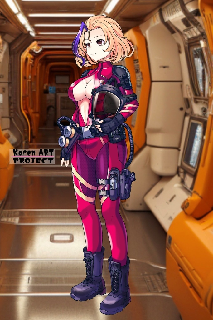 カレンちゃん+ナフテス・パルムラの戦闘装備【ラストエスケイプ02】斜め前アングル Karen is wearing Naftes Palmyra's Combat uniform【Last Escape02】Diagonal front angle