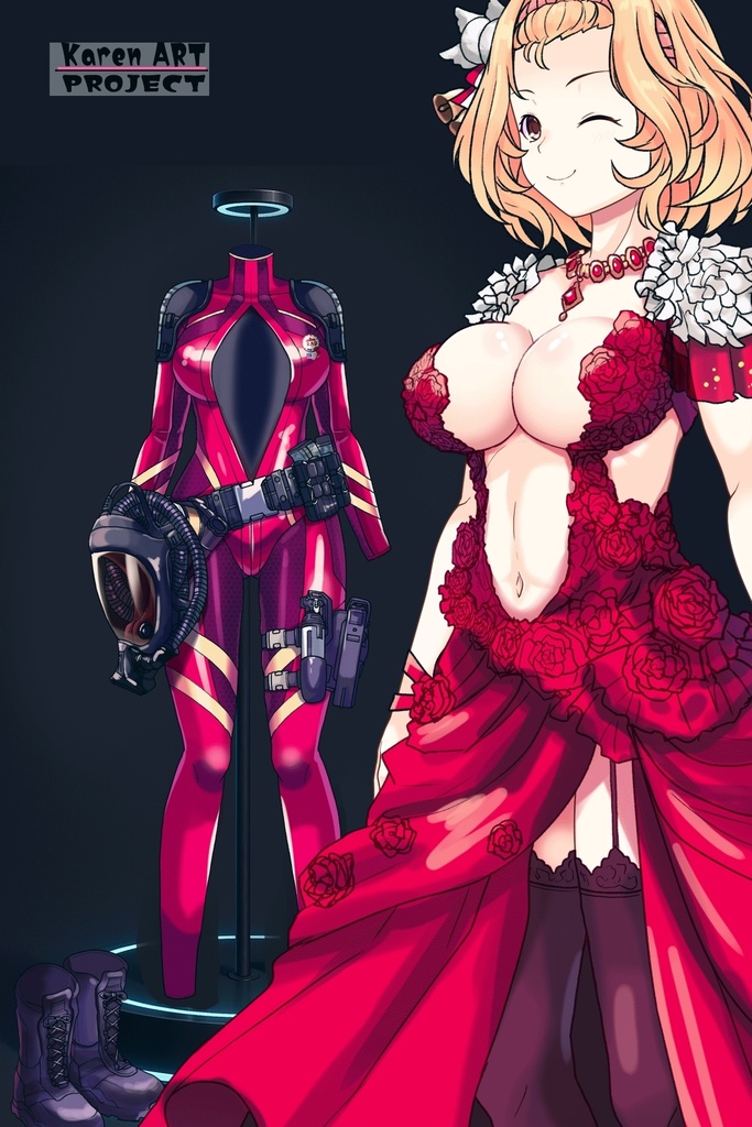 カレンちゃん+ナフテス・パルムラの戦闘装備【ラストエスケイプ02】斜め前アングル Karen is wearing Naftes Palmyra's Combat uniform【Last Escape02】Diagonal front angle