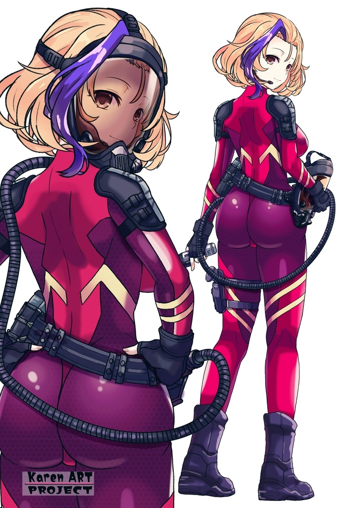 カレンちゃん+ナフテス・パルムラの戦闘装備【ラストエスケイプ03】背面アングル Karen is wearing Naftes Palmyra's Combat uniform【Last Escape03】Back Angle