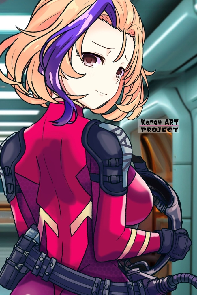 カレンちゃん+ナフテス・パルムラの戦闘装備【ラストエスケイプ03】背面アングル Karen is wearing Naftes Palmyra's Combat uniform【Last Escape03】Back Angle