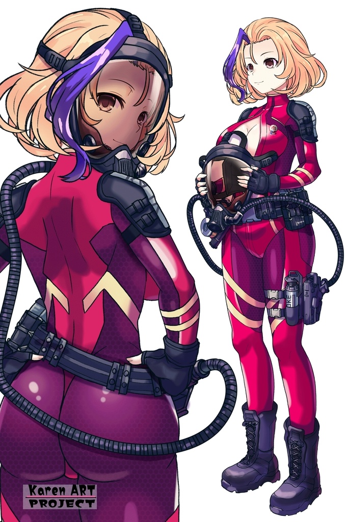 カレンちゃん+ナフテス・パルムラの戦闘装備【ラストエスケイプ03】背面アングル Karen is wearing Naftes Palmyra's Combat uniform【Last Escape03】Back Angle