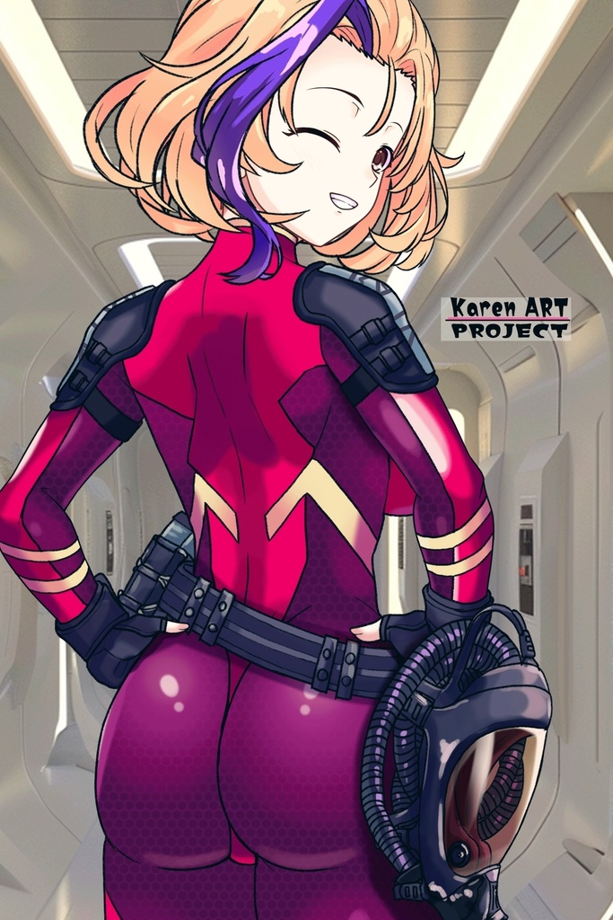 カレンちゃん+ナフテス・パルムラの戦闘装備【ラストエスケイプ03】背面アングル Karen is wearing Naftes Palmyra's Combat uniform【Last Escape03】Back Angle