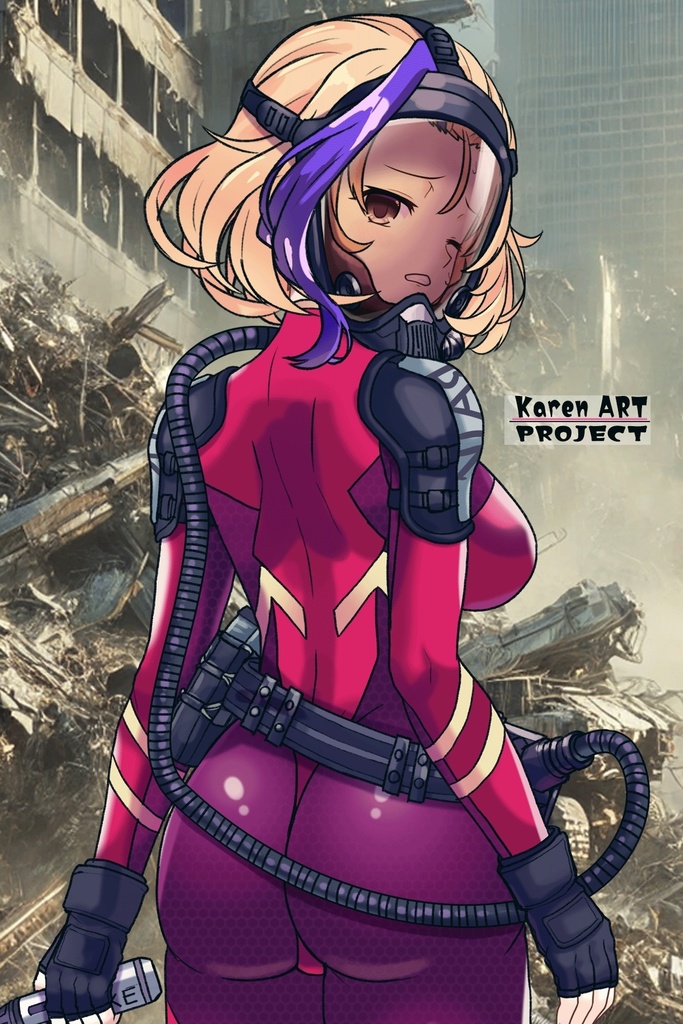 カレンちゃん+ナフテス・パルムラの戦闘装備【ラストエスケイプ03】背面アングル Karen is wearing Naftes Palmyra's Combat uniform【Last Escape03】Back Angle