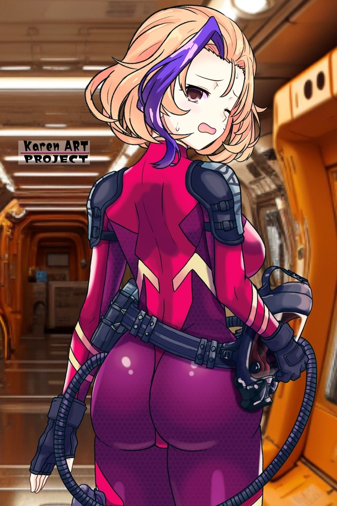 カレンちゃん+ナフテス・パルムラの戦闘装備【ラストエスケイプ03】背面アングル Karen is wearing Naftes Palmyra's Combat uniform【Last Escape03】Back Angle