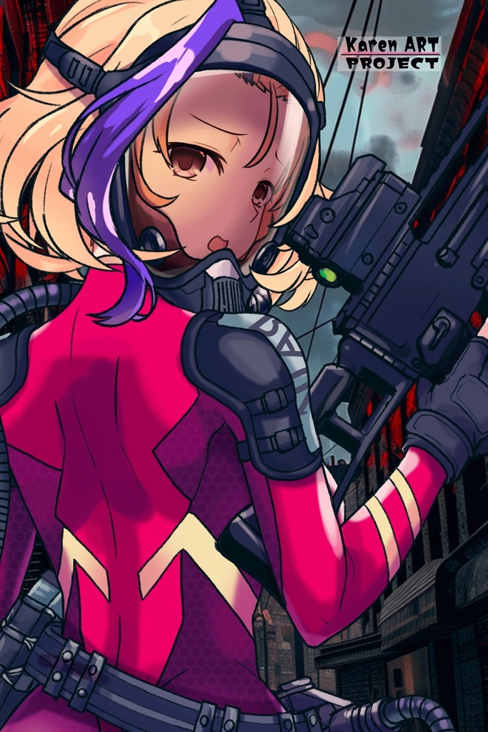 カレンちゃん+ナフテス・パルムラの戦闘装備【ラストエスケイプ03】背面アングル Karen is wearing Naftes Palmyra's Combat uniform【Last Escape03】Back Angle