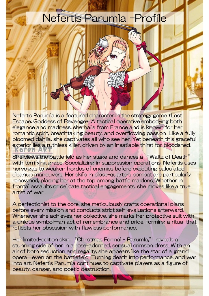 カレンちゃん+ナフテス・パルムラのドレス(クリスマススキン)【ラストエスケイプ04】 Karen is wearing Naftes Palmyra's Dress【Last Escape04】